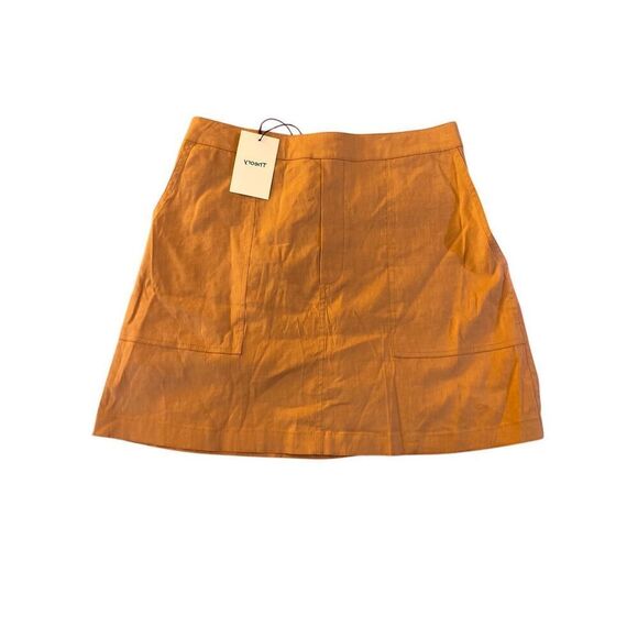 NWT theory women’s stitched pocket elastic adjustable waist, pink melon skirt S/ - Picture 1 of 5